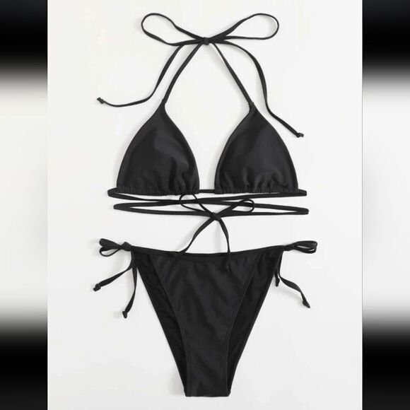 TWO PIECES HALTER BANDAGE WOMEN"S SWIMSUIT - Picture 15 of 15